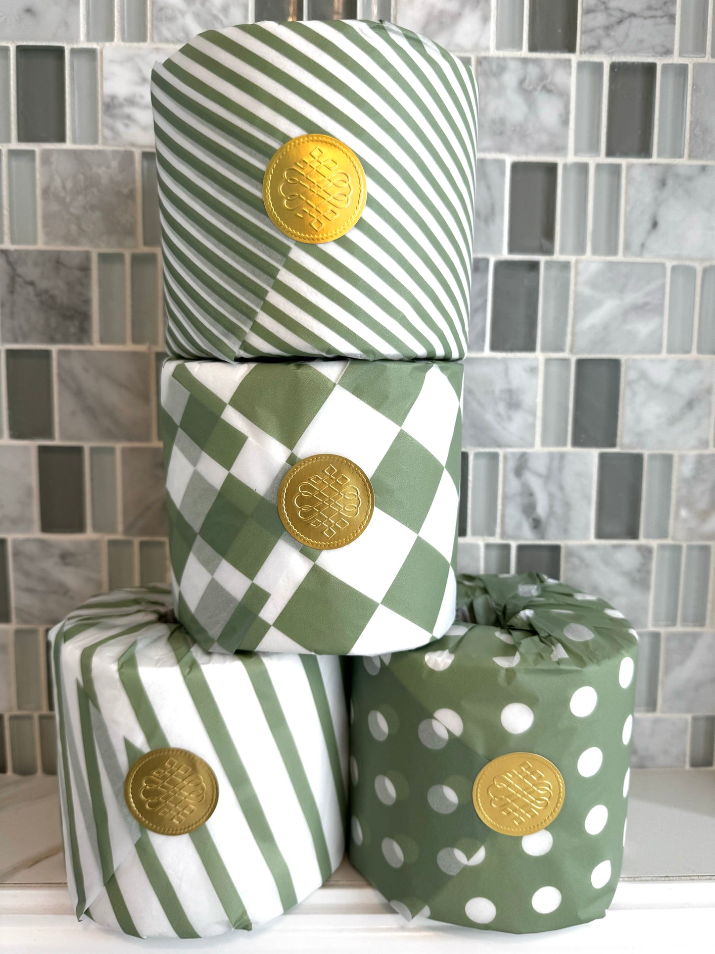 Sage Green Bathroom Tissue Gift Set